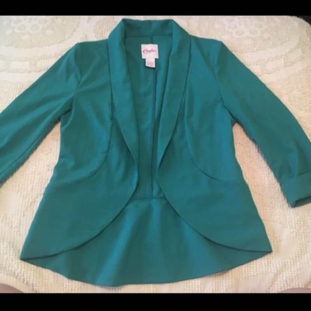 Candie's Teal Open Front Blazer Jacket